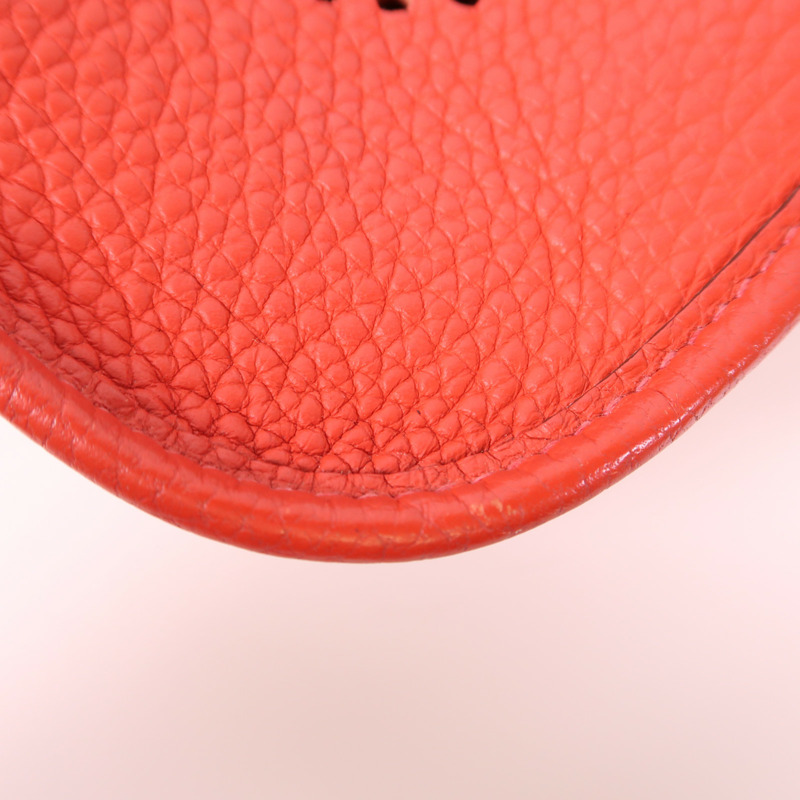HERMES Clemence皮革Evelyne TPM銀扣肩背袋Rose De Coeur-9