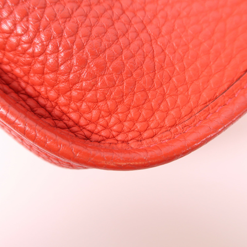 HERMES Clemence皮革Evelyne TPM銀扣肩背袋Rose De Coeur-11