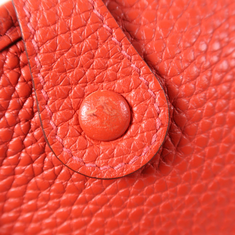 HERMES Clemence皮革Evelyne TPM銀扣肩背袋Rose De Coeur-13