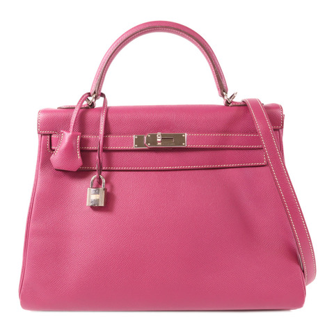 HERMES Epsom皮革Kelly 32銀扣手挽肩背兩用袋Tosca