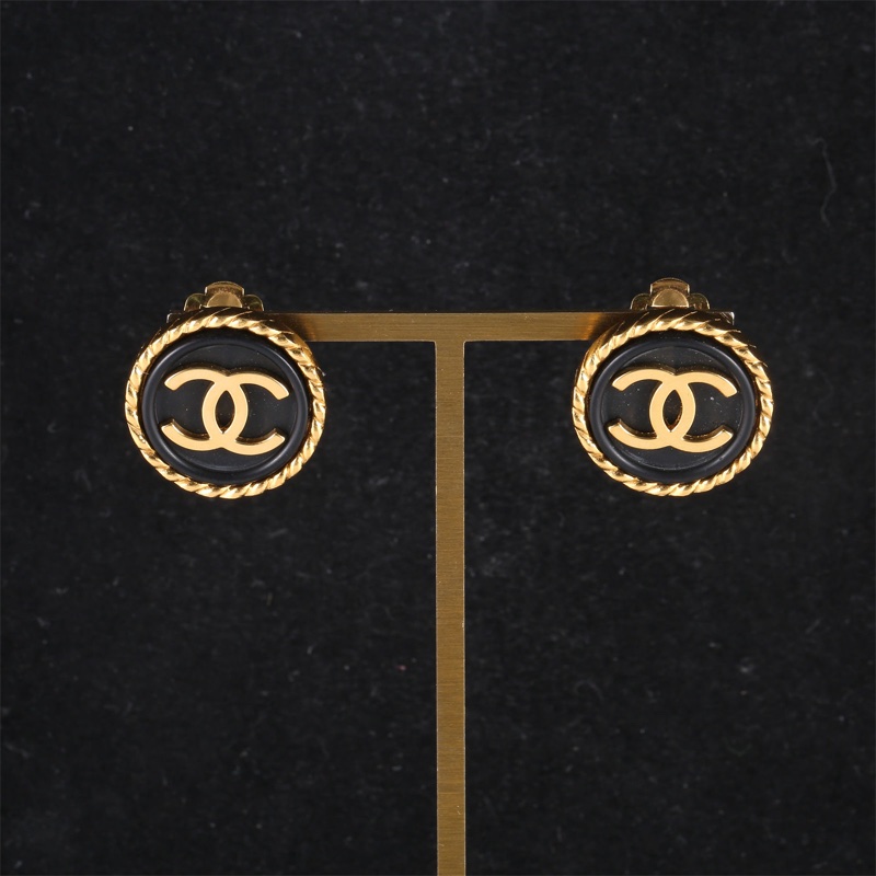 CHANEL(香奈兒) 合金 中古 96A 雙C 紐扣 耳夾-0