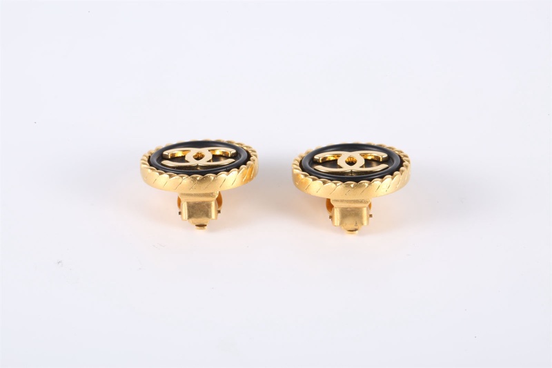 CHANEL(香奈兒) 合金 中古 96A 雙C 紐扣 耳夾-2