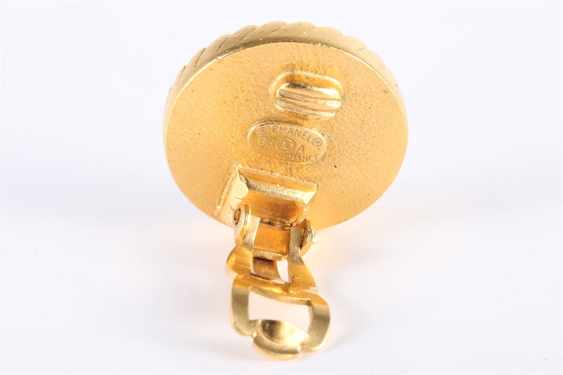 CHANEL(香奈兒) 合金 中古 96A 雙C 紐扣 耳夾-5