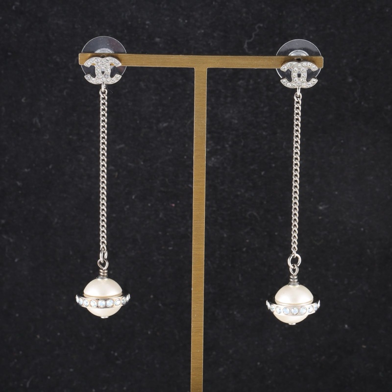 CHANEL(香奈兒) 合金 17K 雙C 長款 耳環-0