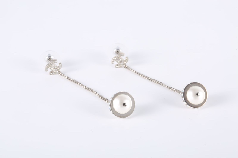 CHANEL(香奈兒) 合金 17K 雙C 長款 耳環-1