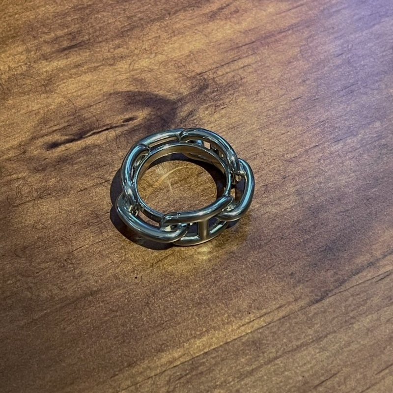 現貨Hermes豬鼻子銀色絲巾環-0