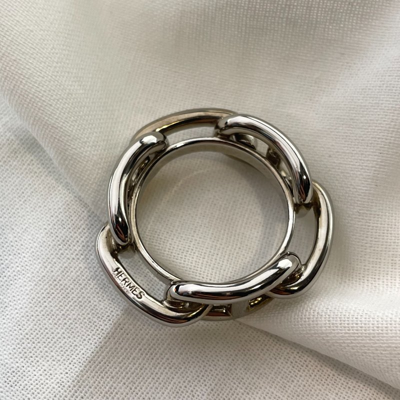 現貨Hermes豬鼻子銀色絲巾環-3