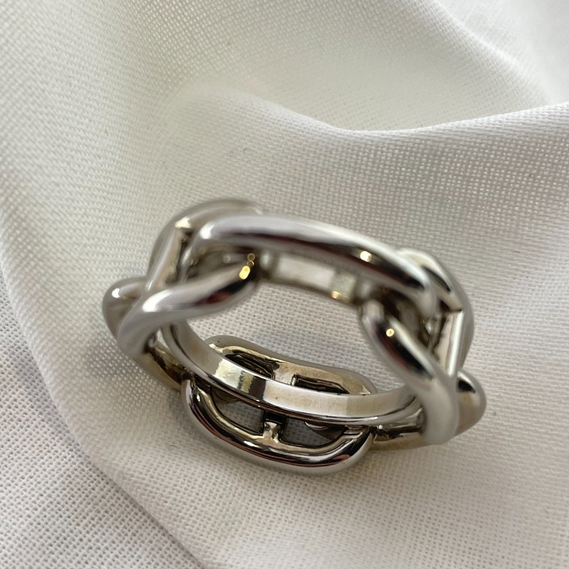 現貨Hermes豬鼻子銀色絲巾環-5