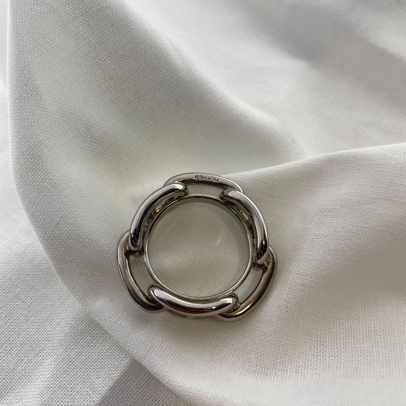 現貨Hermes豬鼻子銀色絲巾環-6