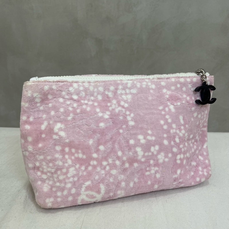 Chanel 粉色毛絨 化妝包-2