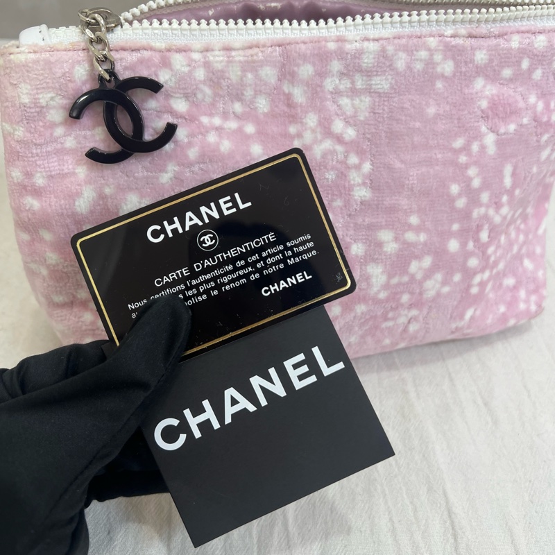 Chanel 粉色毛絨 化妝包-5