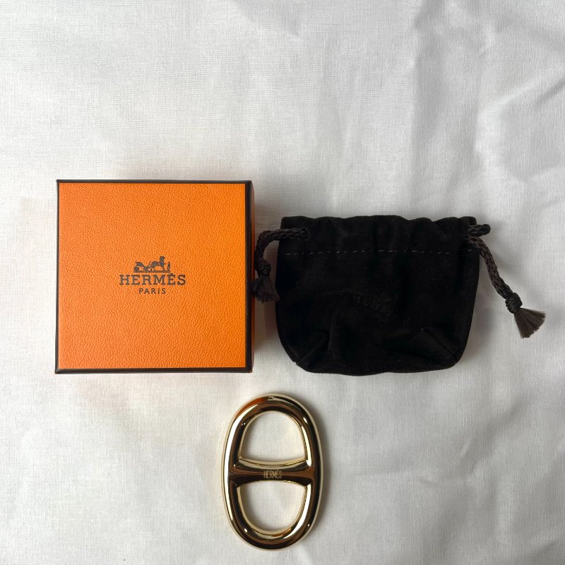 現貨 全新Hermes豬鼻子絲巾環 金色-1