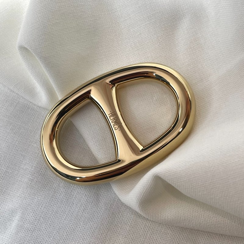 現貨 全新Hermes豬鼻子絲巾環 金色-2