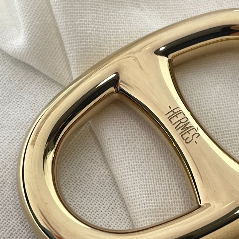 現貨 全新Hermes豬鼻子絲巾環 金色-4