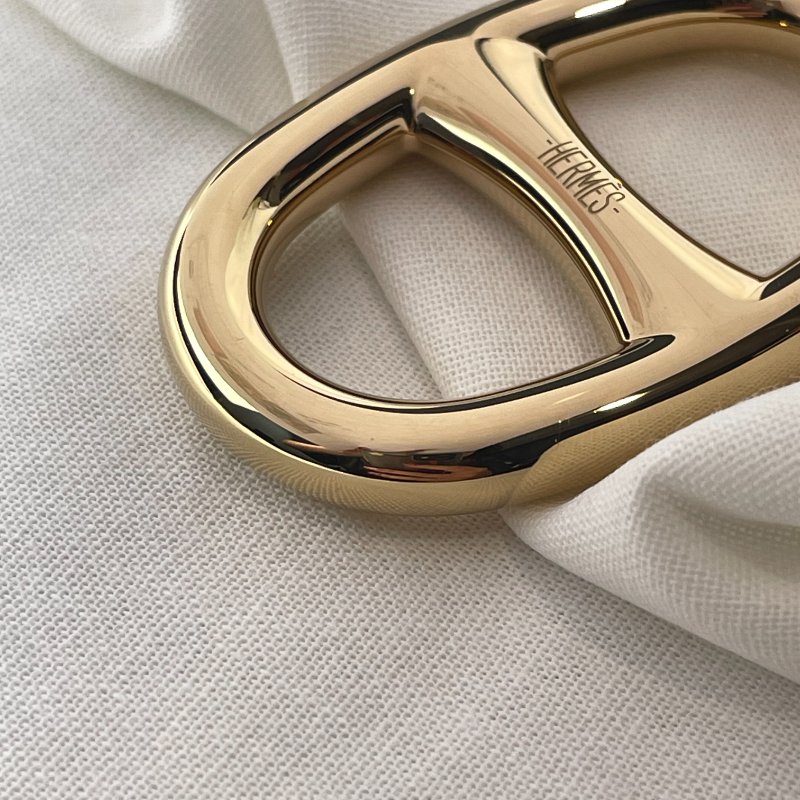 現貨 全新Hermes豬鼻子絲巾環 金色-5