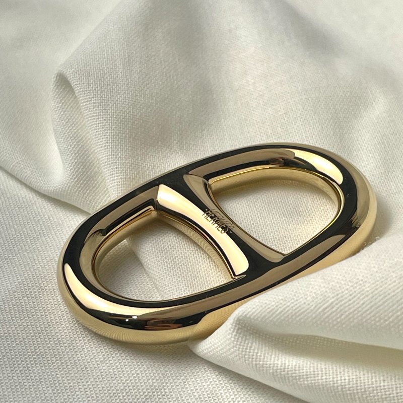 現貨 全新Hermes豬鼻子絲巾環 金色-6