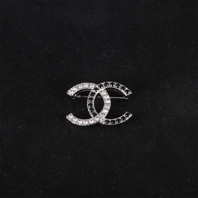 CHANEL(香奈兒)  合金 23B 黑白雙C水鑽 胸針-0