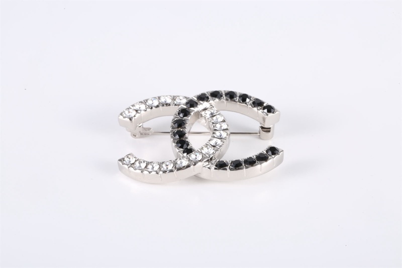 CHANEL(香奈兒)  合金 23B 黑白雙C水鑽 胸針-3