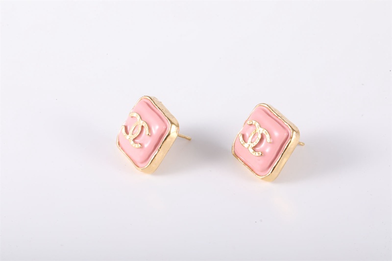 CHANEL(香奈兒) 合金 23K 琺瑯方塊 雙C耳釘-1