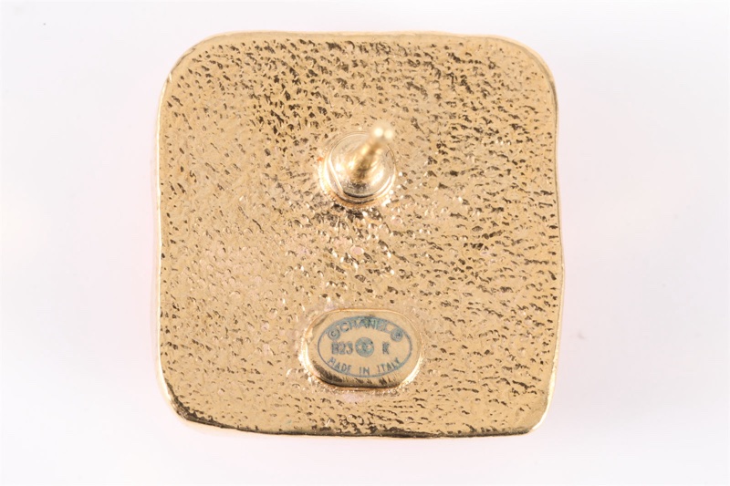 CHANEL(香奈兒) 合金 23K 琺瑯方塊 雙C耳釘-5