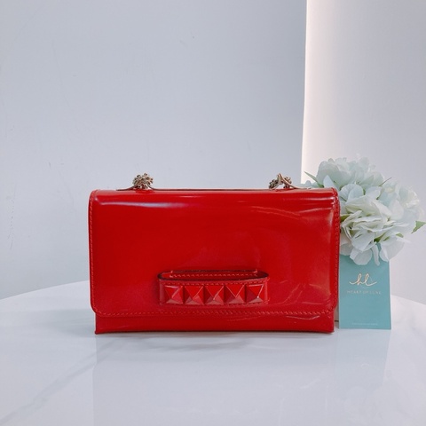 Valentino Va Va Voom 漆皮鏈帶肩背袋紅色