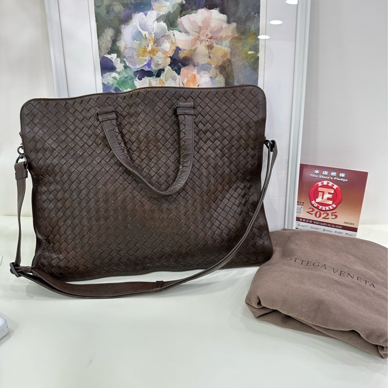 Bottega Veneta 深棕色編織手拎包/肩背包/斜背包-0