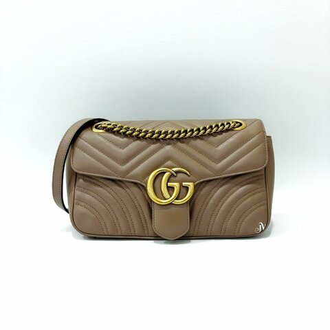 GUCCI GG Marmont 裸色下蓋小號肩背包443497