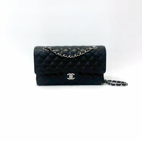 CHANEL 黑荔枝皮銀扣COCO25 A01112