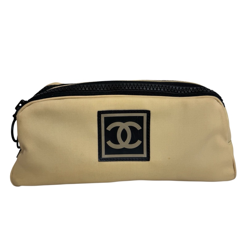 CHANEL奶茶拼黑 帆布手拿包-0