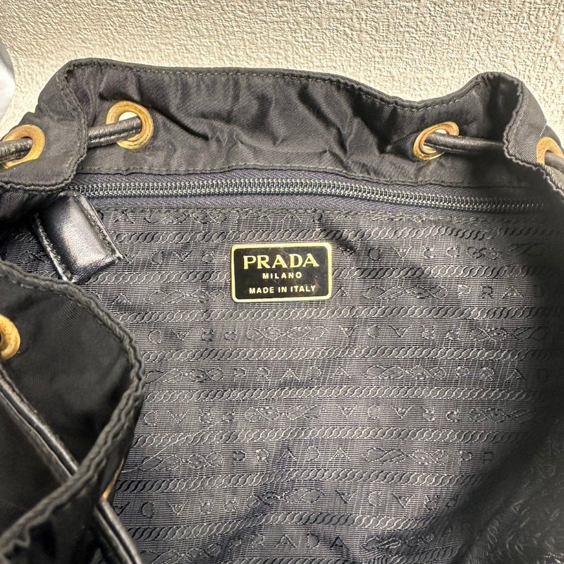 Prada皮穿鏈尼龍束口後背包-2