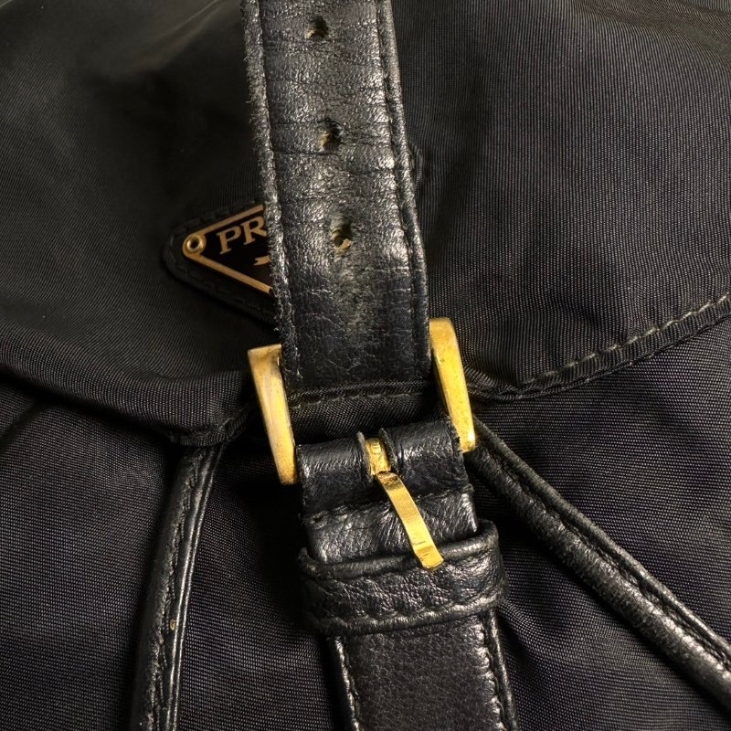 Prada皮穿鏈尼龍束口後背包-7