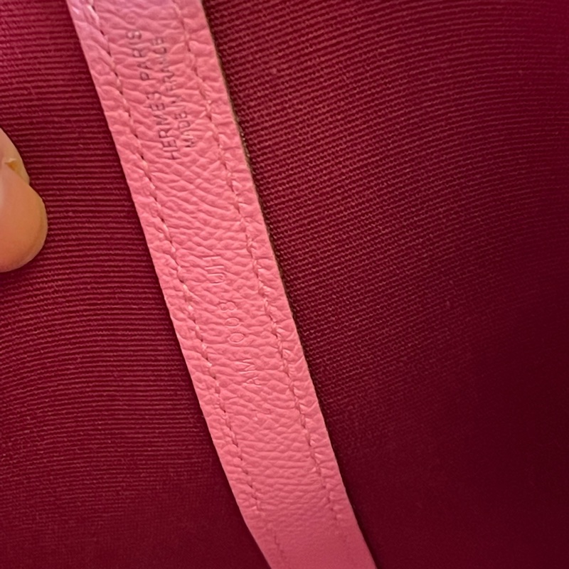 🌈Hermes🌸Garden Party 30🌸櫻花粉帆布拼皮💗99.8新🌟內拼寶石紅🌟花園包🌟-7