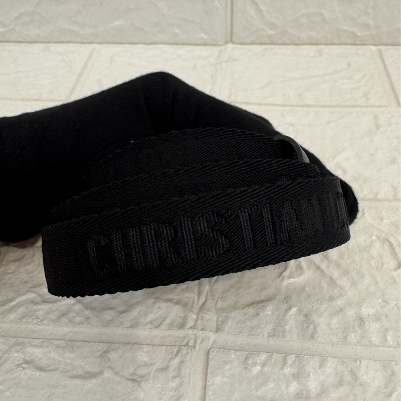 Dior黑織布復古金CD皮帶-4