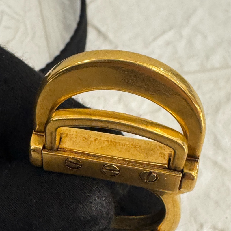 Dior黑織布復古金CD皮帶-14