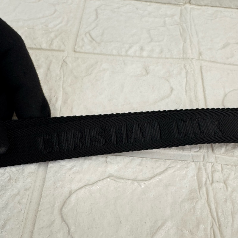 Dior黑織布復古金CD皮帶-17