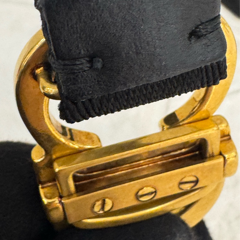 Dior黑織布復古金CD皮帶-18