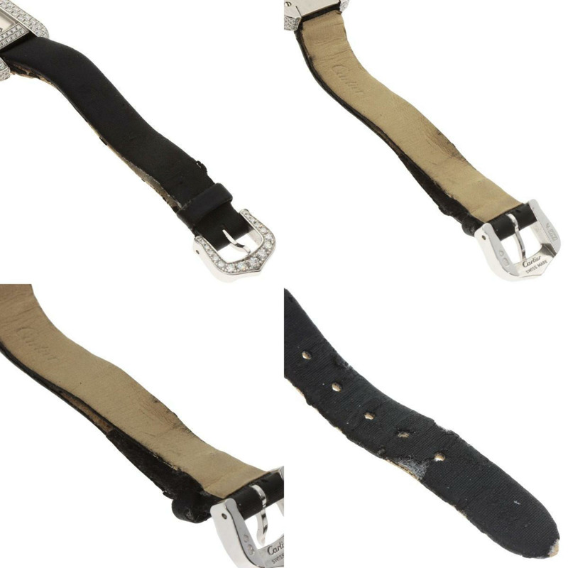 卡地亞 Tank S 鑽石腕錶 WJ300950，18K 白金，皮革和緞面，女士-5