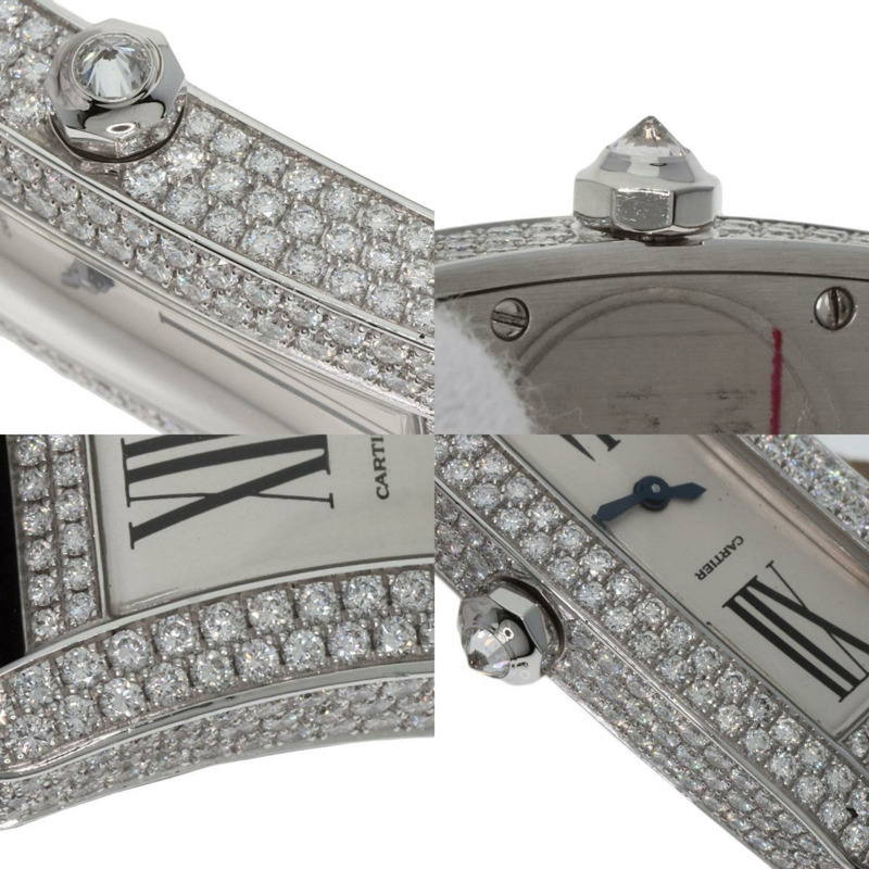 卡地亞 Tank S 鑽石腕錶 WJ300950，18K 白金，皮革和緞面，女士-6