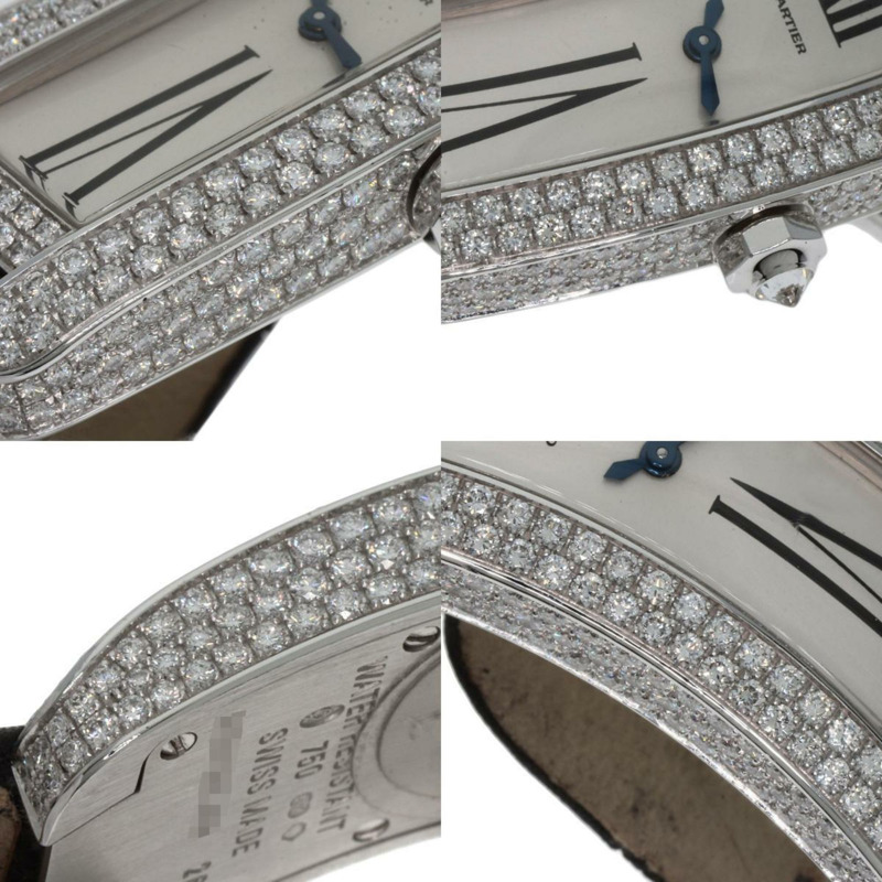 卡地亞 Tank S 鑽石腕錶 WJ300950，18K 白金，皮革和緞面，女士-7