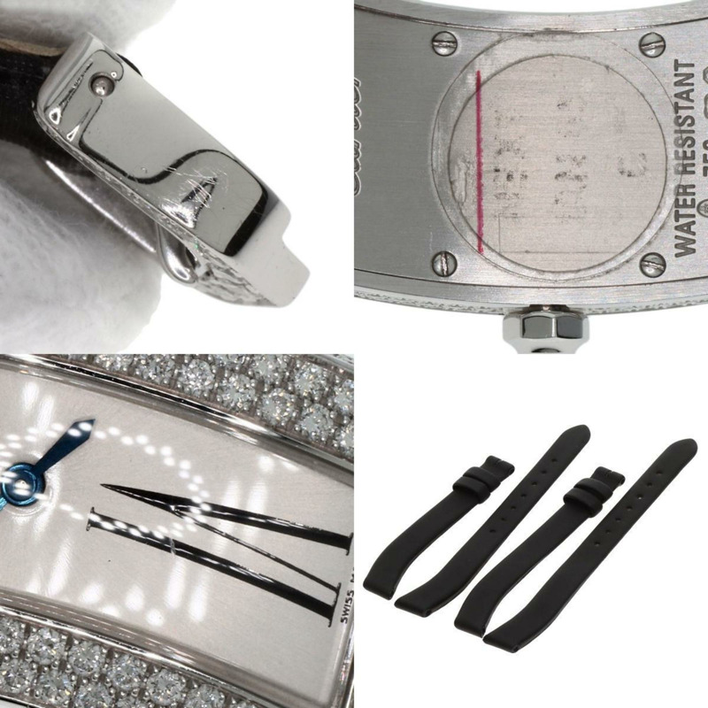 卡地亞 Tank S 鑽石腕錶 WJ300950，18K 白金，皮革和緞面，女士-8