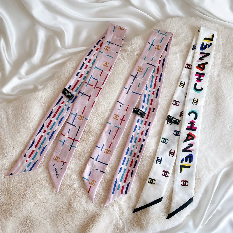 Chanel 真絲幼絲巾 [白色]-0