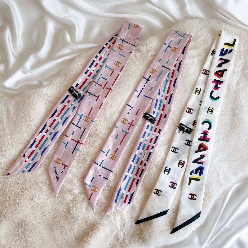 Chanel 真絲幼絲巾 [白色]-1