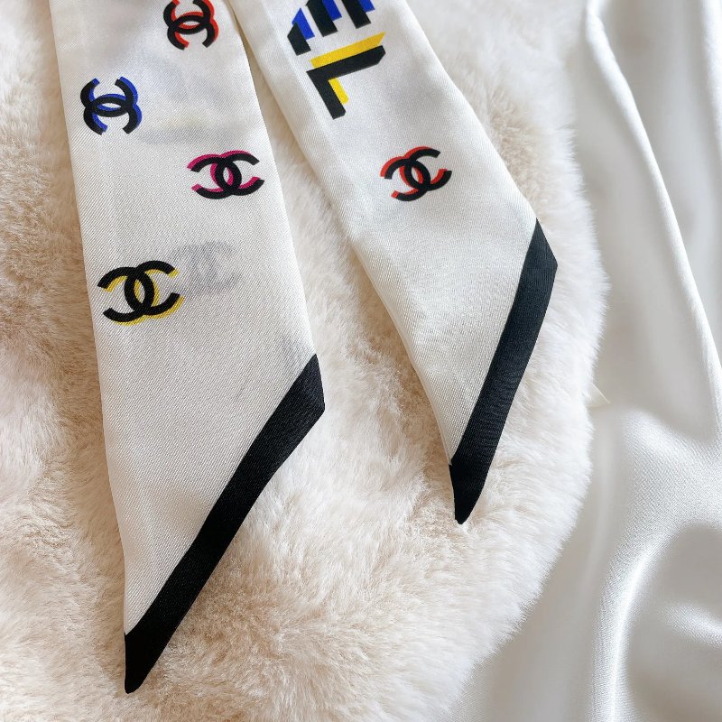 Chanel 真絲幼絲巾 [白色]-2