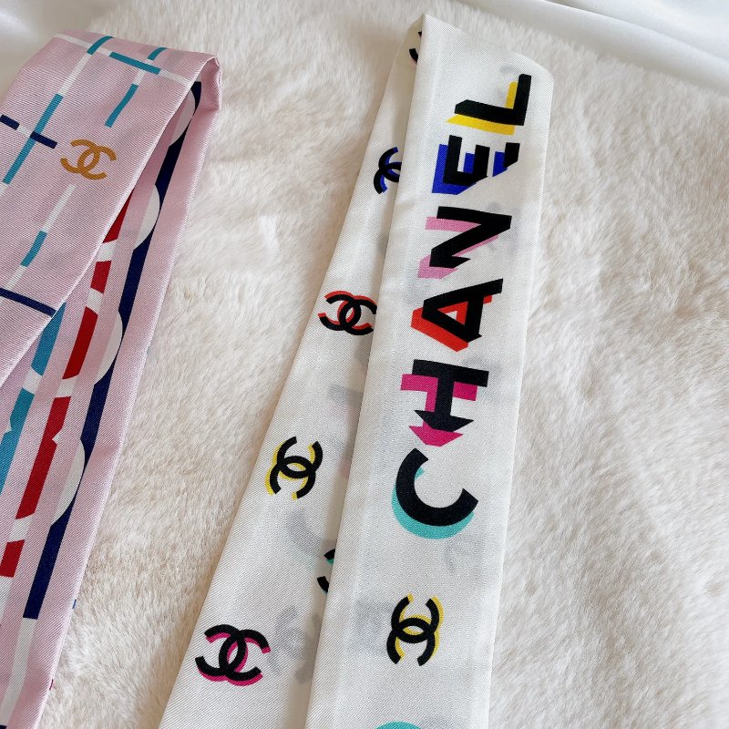 Chanel 真絲幼絲巾 [白色]-3