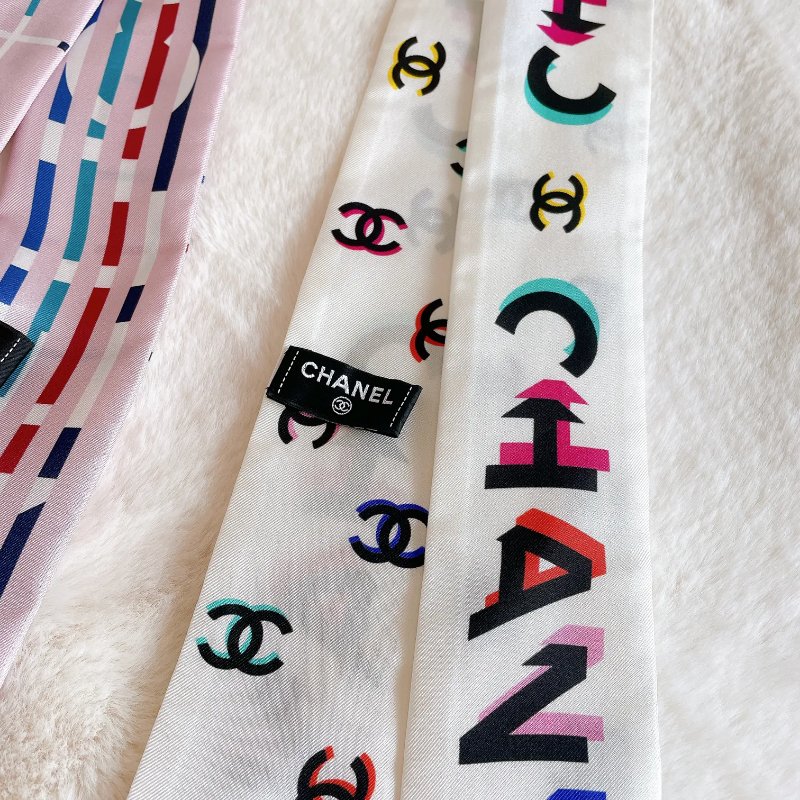 Chanel 真絲幼絲巾 [白色]-4
