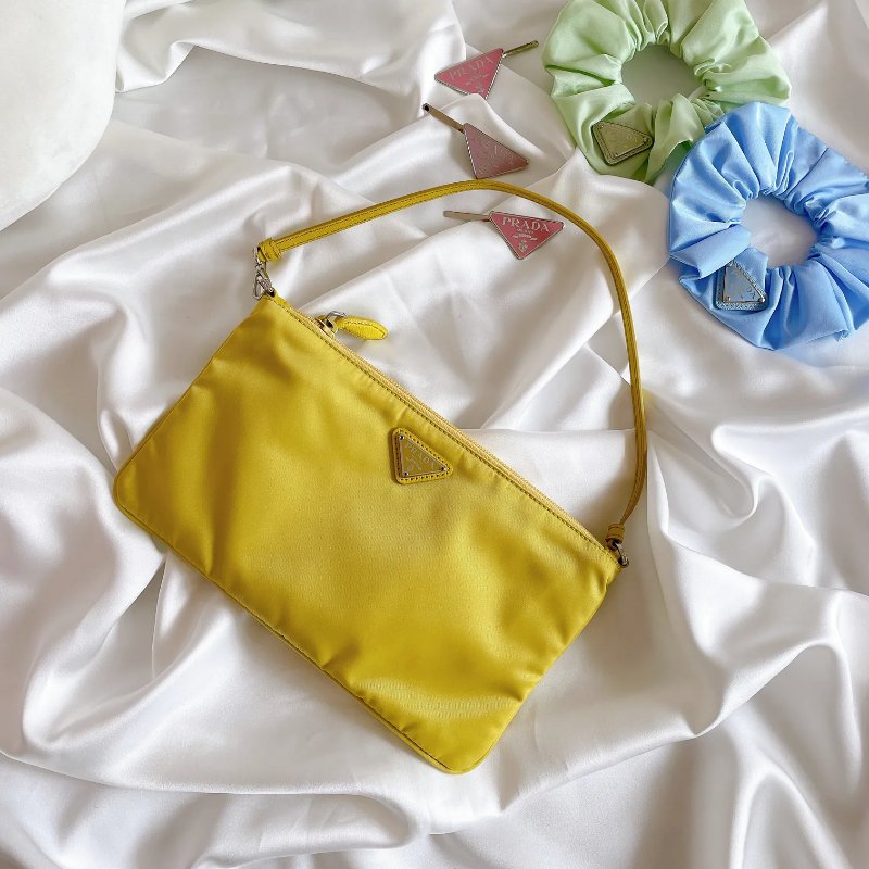 Prada 黃色再生尼龍腋下包-0