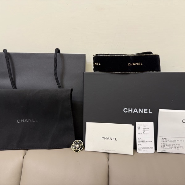 CHANEL 小羊皮 WOC 粉/黑 附零錢包❤️-22