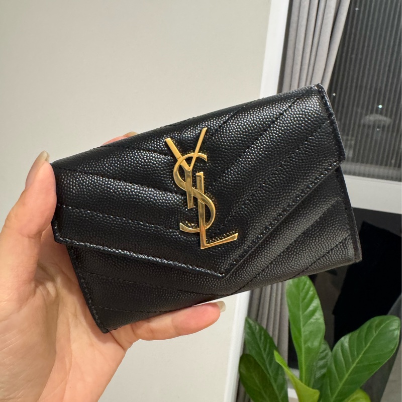 YSL 魚子醬黑金信封單層卡包(全新正品)-0