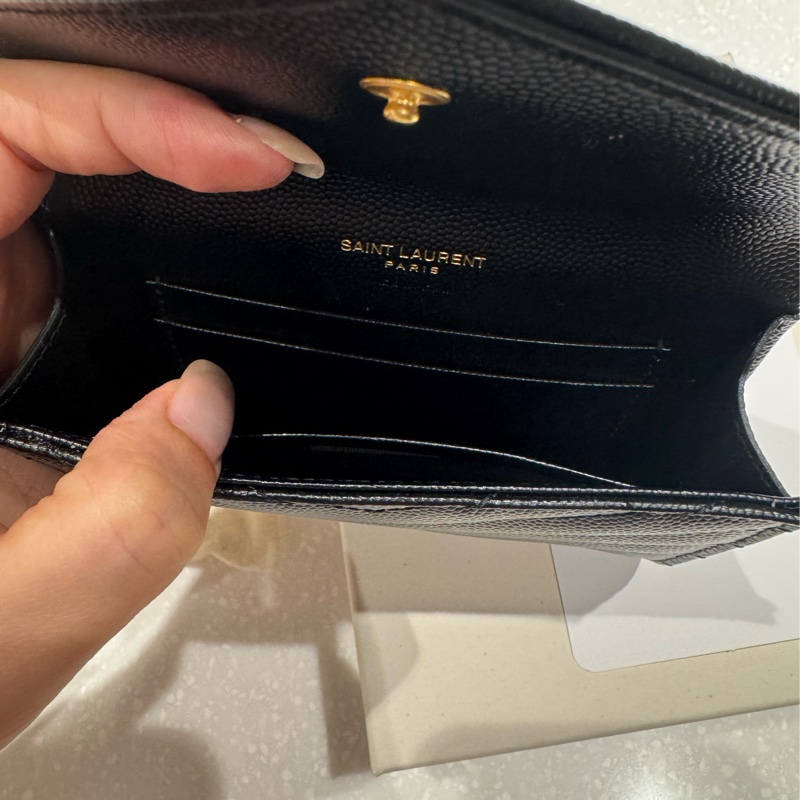 YSL 魚子醬黑金信封單層卡包(全新正品)-2