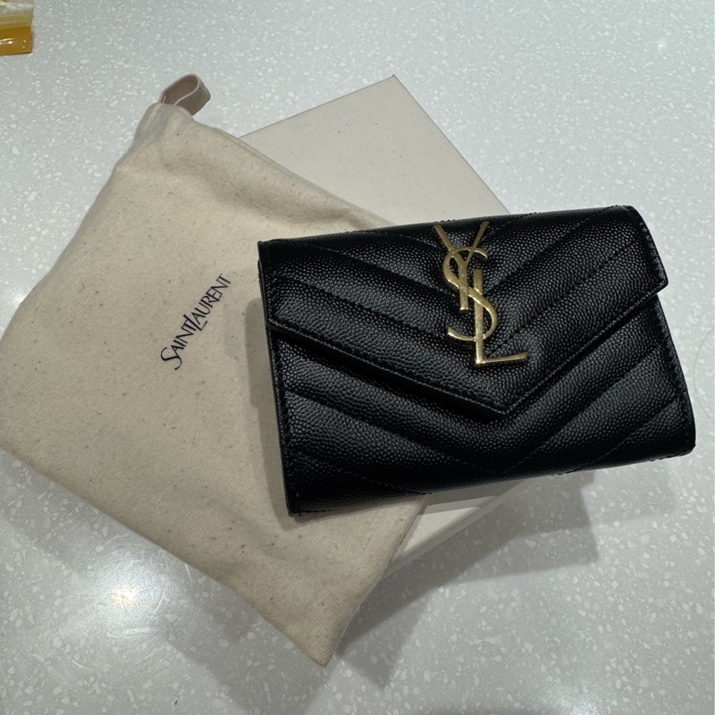 YSL 魚子醬黑金信封單層卡包(全新正品)-4